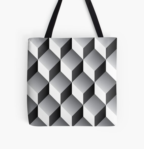 DouZhe Lunch Bags for Women and Men, Geometric Cube Shape Prints