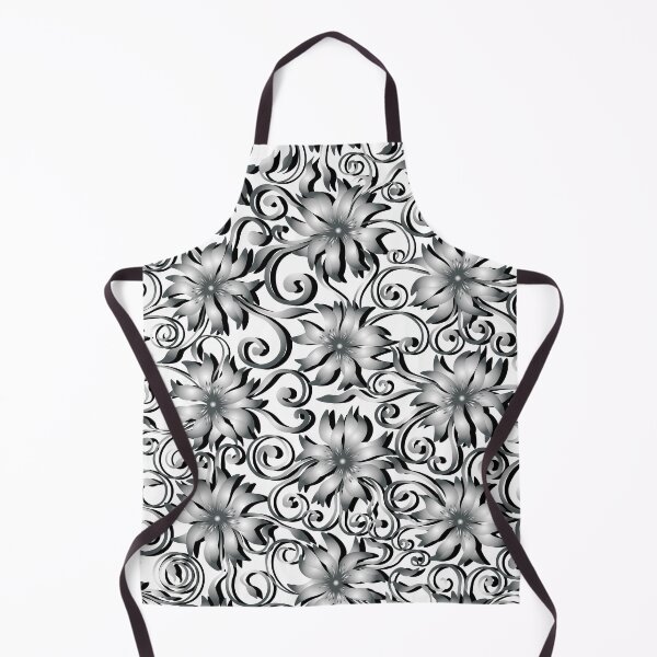 Item preview, Grey flowers, swirl pattern, white background.  designed and sold by Natalya Alexandrou.