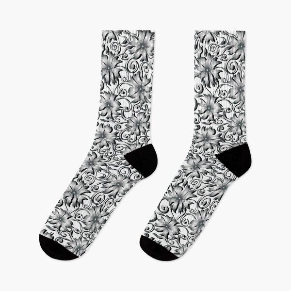 Item preview, Grey flowers, swirl pattern, white background.  designed and sold by Natalya Alexandrou.