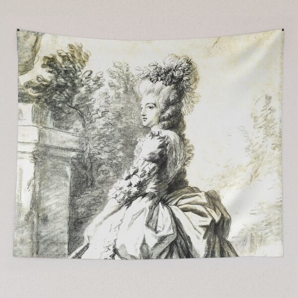 Item preview, Marie Antoinette in a Park by artist Elisabeth Louise Vigée Le Brun drawing work of art vintage fashion rococo baroque designed and sold by Novel-ty.