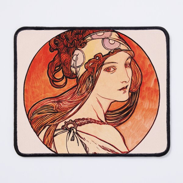 Item preview, Long Hair woman portrait Stained glass window for the facade of the Fouquet boutique by Alphonse Maria Mucha art nouveau designed and sold by Novel-ty.