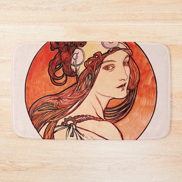 Item preview, Long Hair woman portrait Stained glass window for the facade of the Fouquet boutique by Alphonse Maria Mucha art nouveau designed and sold by Novel-ty.