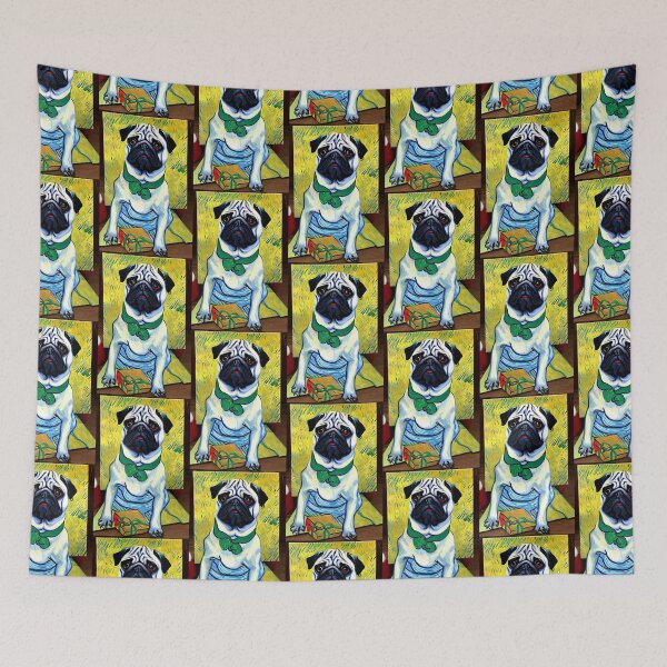 Item preview, Van Gogh Style Pug Dog Doggy Design Artwork Painting designed and sold by StickerBird.