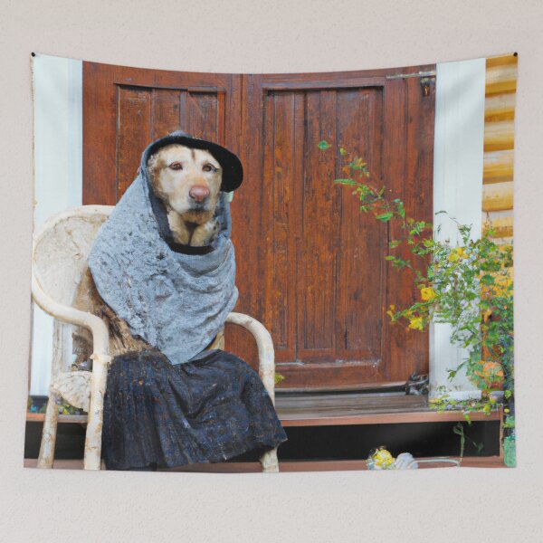 Item preview, Labrador woman on the porch designed and sold by Bakesales.