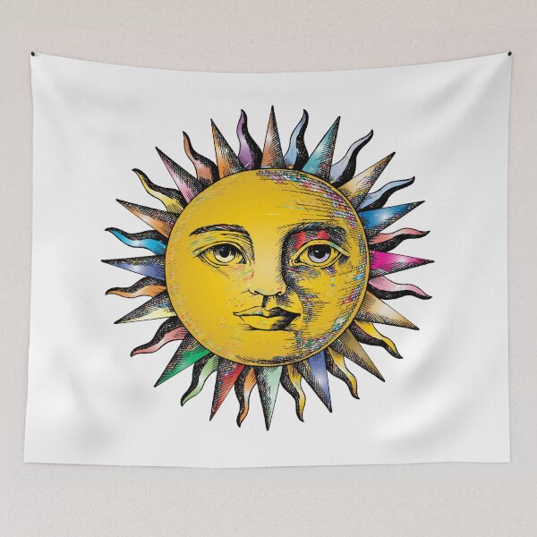 Item preview, Vintage Sun Face Line Art Prismatic designed and sold by DeevaValli.