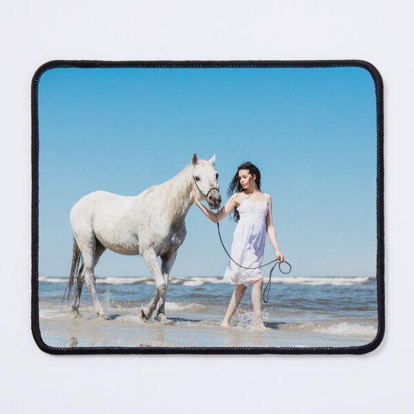 Item preview, Beautiful woman and white horse on the beach  designed and sold by HofTao.