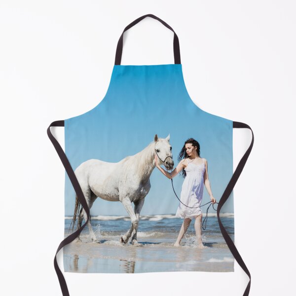 Item preview, Beautiful woman and white horse on the beach designed and sold by HofTao.