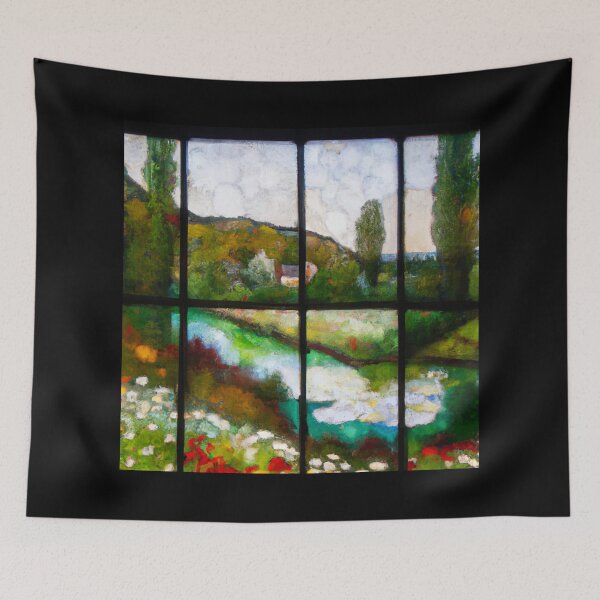Item preview, Stained Glass of Monet Landscape  (AI Generated Art) designed and sold by Cowboy Folly.