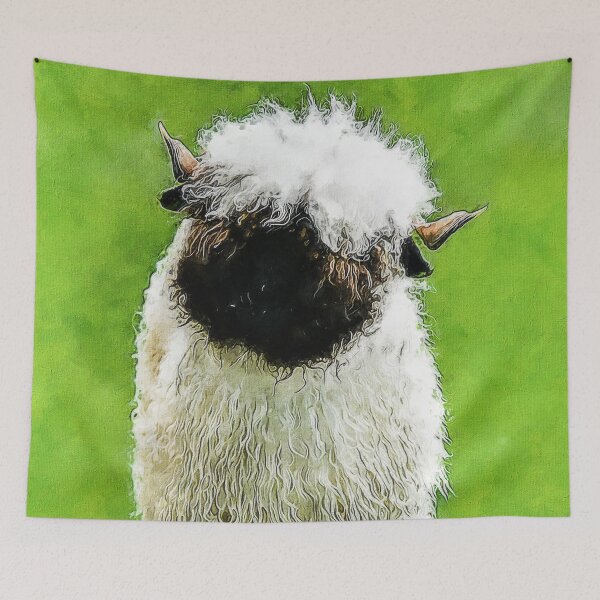Item preview, Swiss Valais Blacknose Sheep, Fluffy  Valais Blacknose Sheep Art, Cute Swiss Sheep Farm Animal Portrait, Adorable Swiss Valais Blacknose Sheep  designed and sold by Paintcorner.