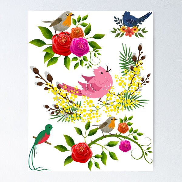 Item preview, Birds With Flowers designed and sold by GEGSTORE.