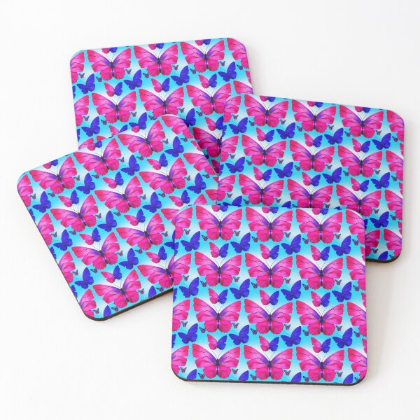 Item preview, Pink Butterflies With Blue Background #2 designed and sold by Unicorn Trainwreck.