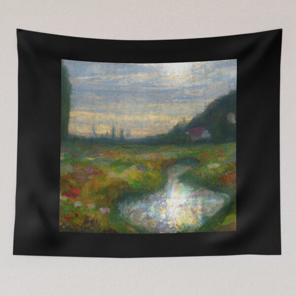Item preview, Stained Glass of Monet Landscape  (AI Generated Art) designed and sold by Cowboy Folly.