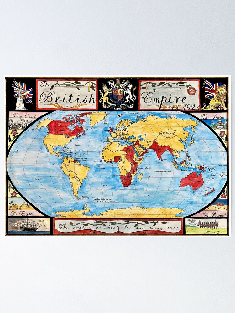 Map of the British Empire 1921 Poster for Sale by CartographCraft