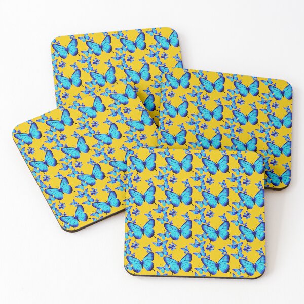 Item preview, Blue Butterflies With Yellow Background #1 designed and sold by Unicorn Trainwreck.