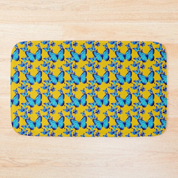 Item preview, Blue Butterflies With Yellow Background #1 designed and sold by Unicorn Trainwreck.