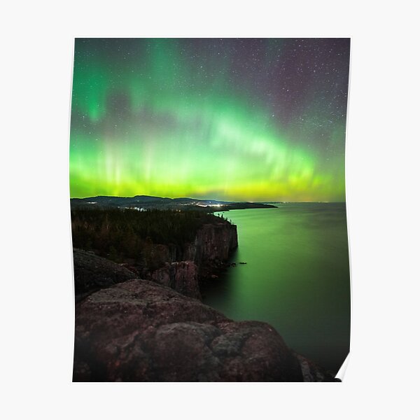 Aurora Borealis Over Lake Superior, Minnesota Poster