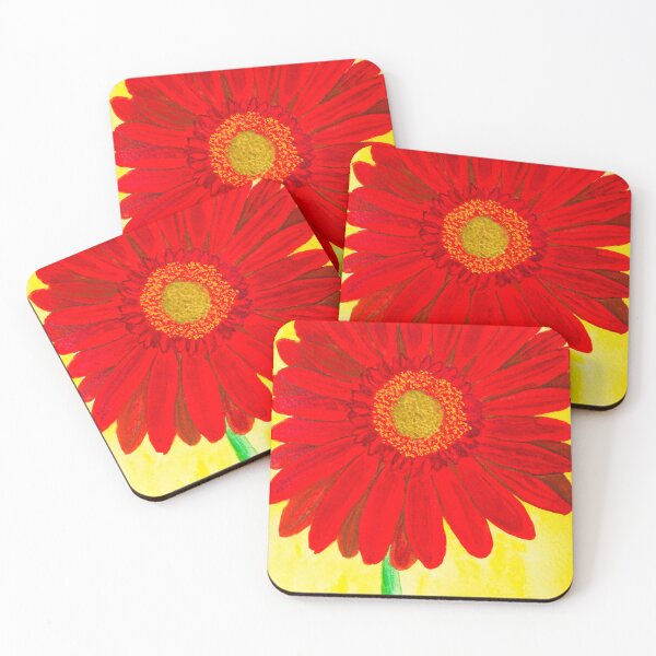 Item preview, Red gerbera on yellow backgroound designed and sold by Irina Afonskaya.