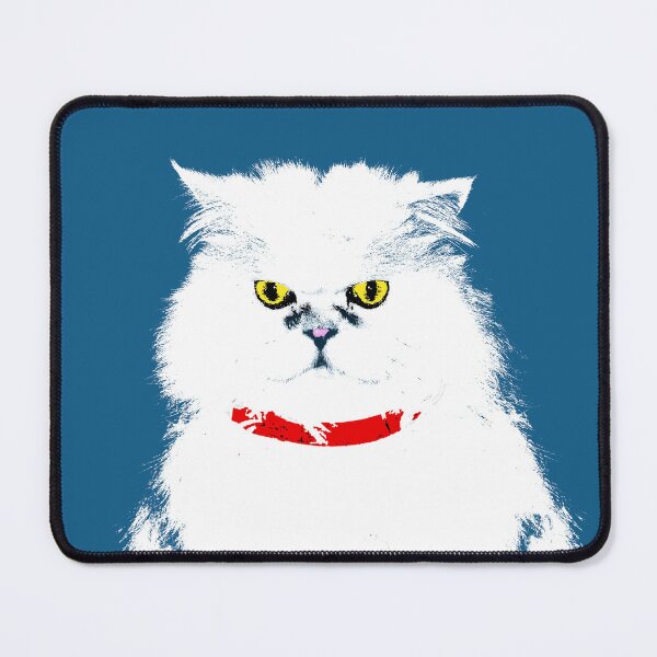 Item preview, White Fluffy Cat in Blue Design - Pet Pop Art - Animal Pop Art, Bespoke Option designed and sold by StudioFlea.