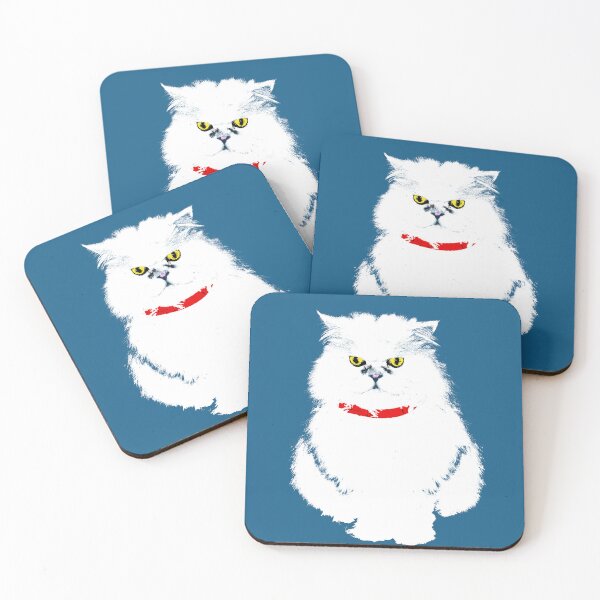 Item preview, White Fluffy Cat in Blue Design - Pet Pop Art - Animal Pop Art, Bespoke Option designed and sold by StudioFlea.