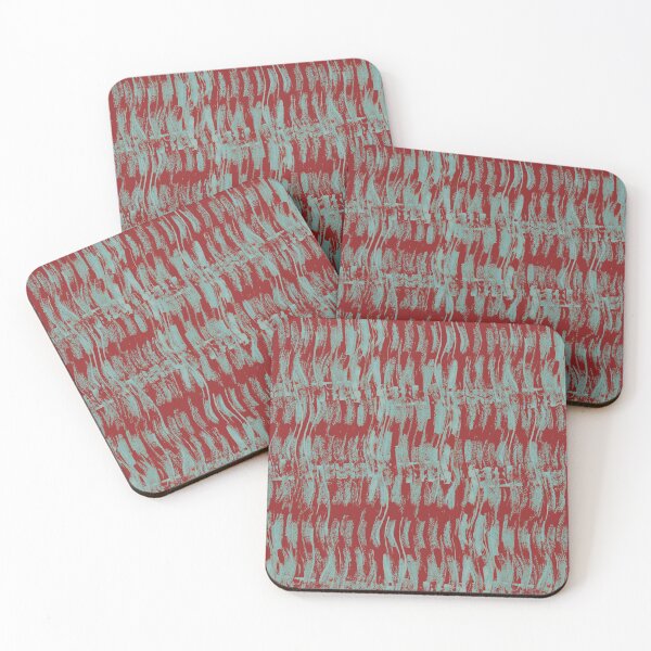 Item preview, Dusty Red Light Teal Primitive Distressed Wavy Stripes designed and sold by jocelynsart.