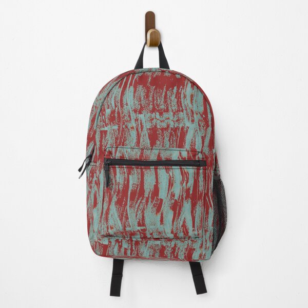Item preview, Dusty Red Light Teal Primitive Distressed Wavy Stripes designed and sold by jocelynsart.