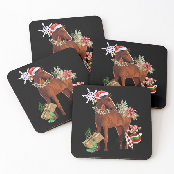 Artikelvorschau, Hübsches Pferd mit Sankt-Hut-Weihnachtsbuntem Illustrations-Design entworfen und verkauft von EarthArtDesigns.