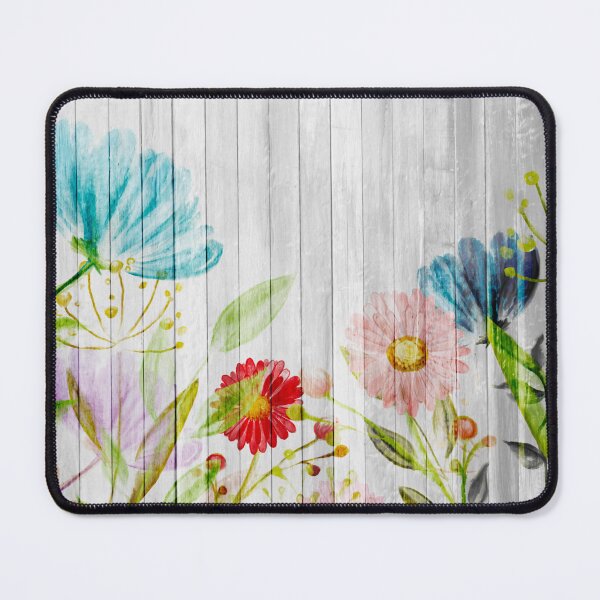 Item preview, Colourful painted flowers on rustic whitewashed wood designed and sold by Inktown.