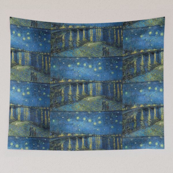 Item preview, La Nuit étoilée - Vincent van Gogh's Starry Night Over the Rhone (1888) famous landscape painting. designed and sold by hottest-tees.