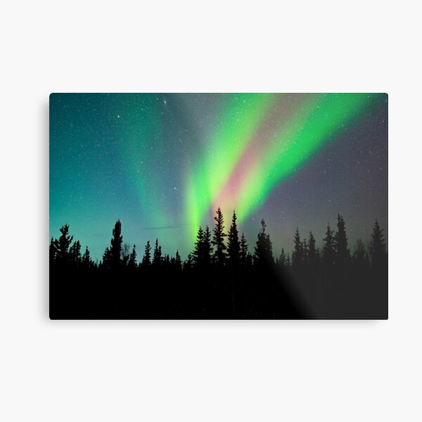 Red and Green Aurora Borealis in Alaska Metal Print
