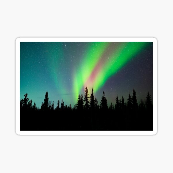Red and Green Aurora Borealis in Alaska Sticker