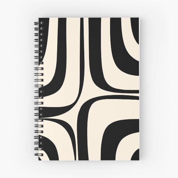 Item preview, Retro Groove Abstract Minimal Pattern in Black and Almond Cream designed and sold by kierkegaard.