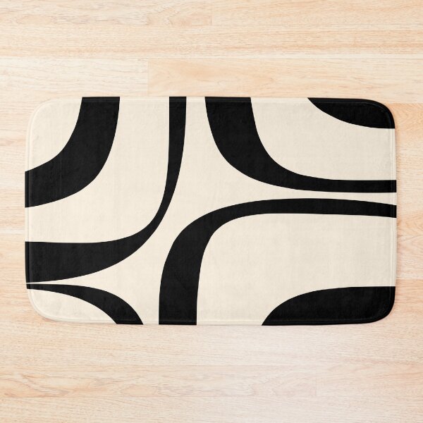 Item preview, Retro Groove Abstract Minimal Pattern in Black and Almond Cream designed and sold by kierkegaard.