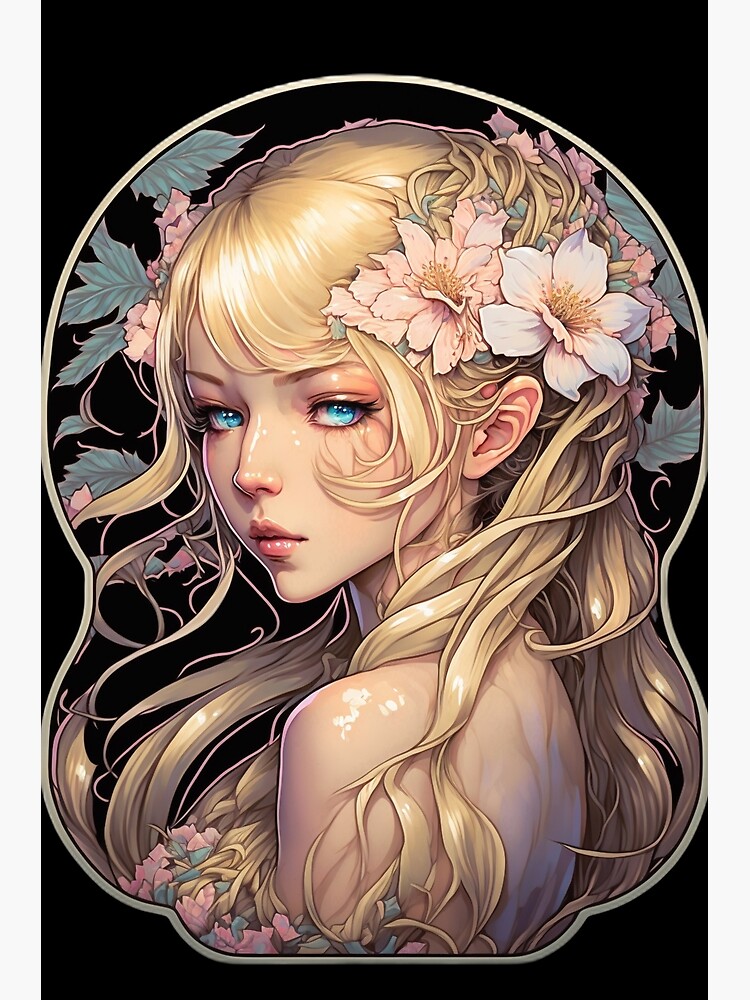 "Flower Waifu" Poster for Sale by MidJourneymen | Redbubble