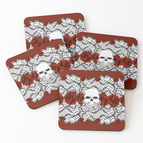 Item preview, Lace with skull and red roses designed and sold by Fitandstylish.
