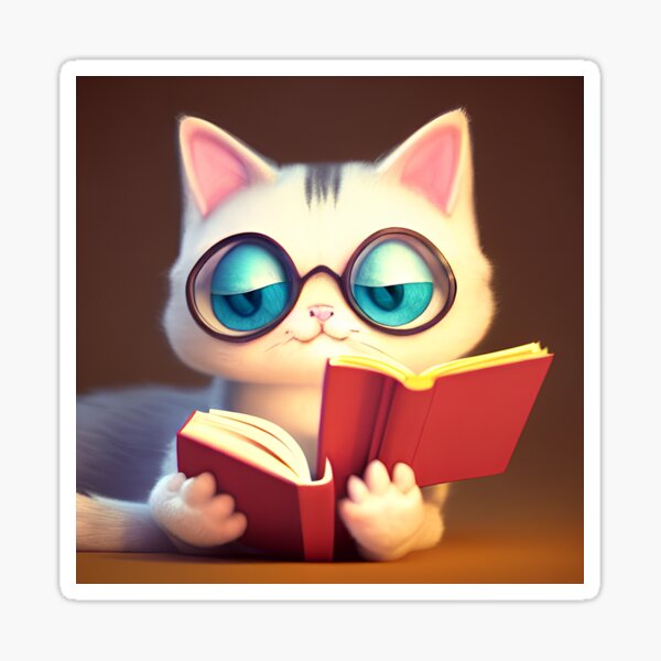 Kawaii Cat Reading A Book - Dibujo De Gato Kawaii Leyendo - Free