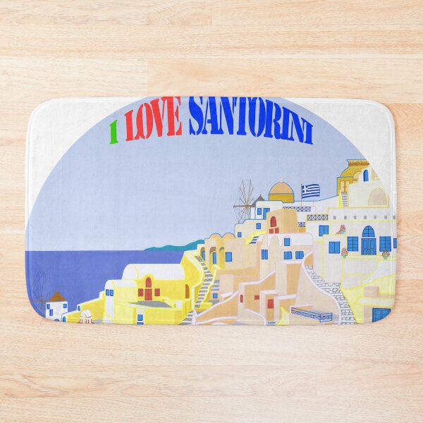 Item preview, I Love Santorini, Original art, acrylic painting, Santorini, Greek islands, Oia, La, Greek Island paradise, famous Greek Islands, Mediterranean islands. designed and sold by Robert Wale.