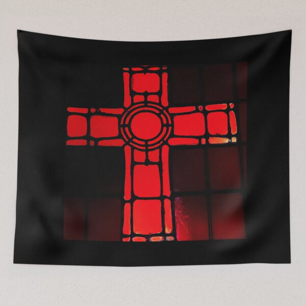 Item preview, Stained Glass of Cross in Red  (AI Generated Art) designed and sold by Cowboy Folly.
