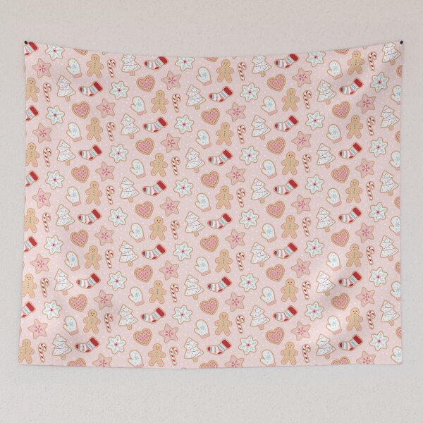 Item preview, Christmas Gingerbread Pattern | Pastel Pink, Red and Blue designed and sold by Creative Wolf Design.