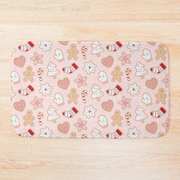 Item preview, Christmas Gingerbread Pattern | Pastel Pink, Red and Blue designed and sold by Creative Wolf Design.