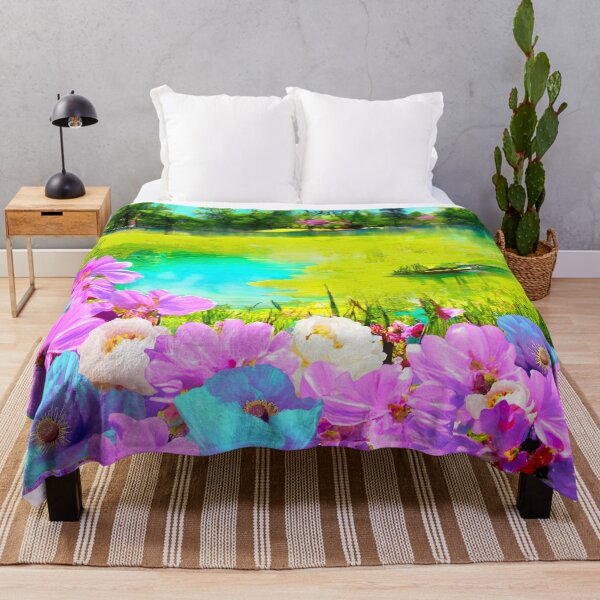 Item preview, Arcadia, Springtime colorful, vibrant flowers and lake designed and sold by Glimmersmith.