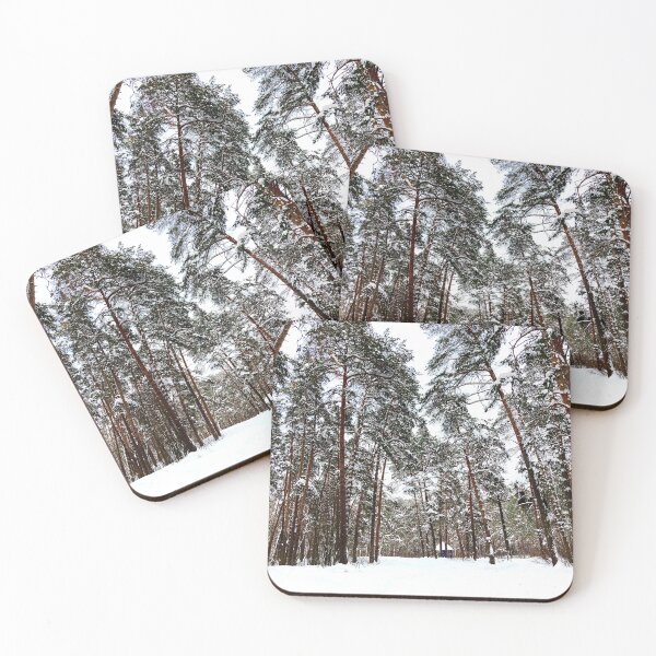 Item preview, View at the Striginsky Bor Forest Park in Nizhny Novgorod with pine trees, snow, building designed and sold by Kristina Drozd.