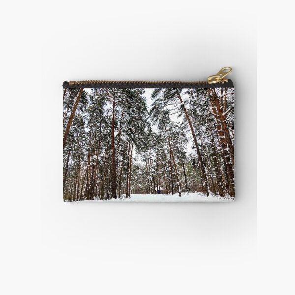 Item preview, View at the Striginsky Bor Forest Park in Nizhny Novgorod with pine trees, snow, building designed and sold by Kristina Drozd.