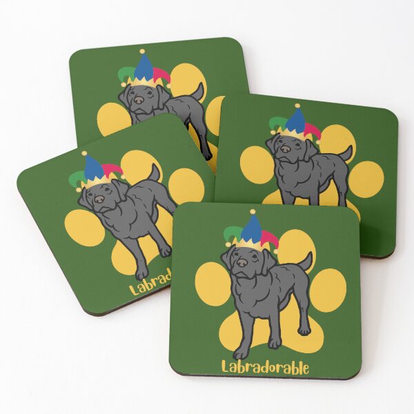 Item preview, Cute "Labradorable" Black Labrador Retriever wearing Jester Hat designed and sold by Write-to-Rebel.