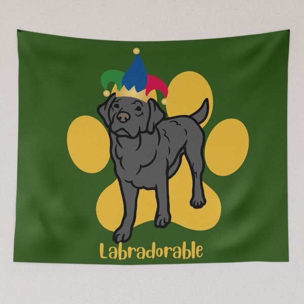 Item preview, Cute "Labradorable" Black Labrador Retriever wearing Jester Hat designed and sold by Write-to-Rebel.