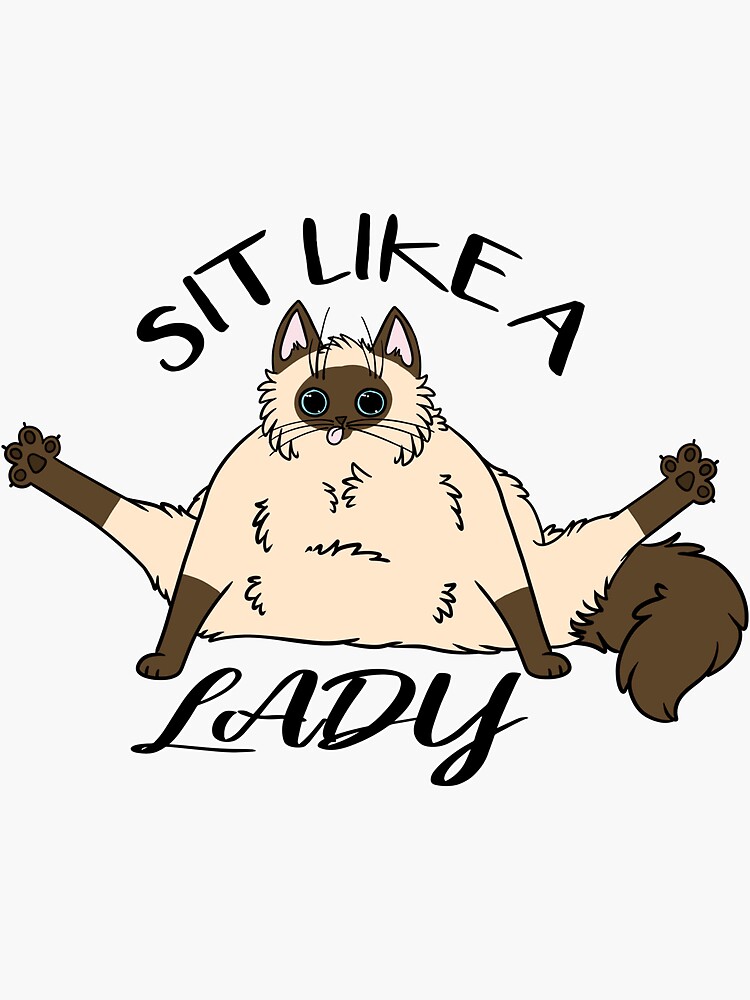 Sit Like A Lady Floofy Himalayan Cat Sticker For Sale By Danisgarbageart Redbubble 