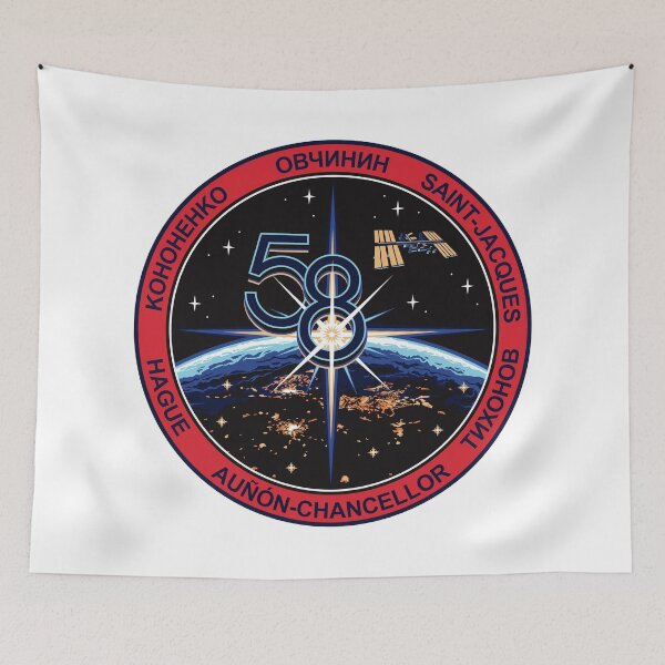 Item preview, ISS-58 (Expedition 58) Logo Original Version with Aunon-chancellor designed and sold by Nikki SpaceStuffPlus.