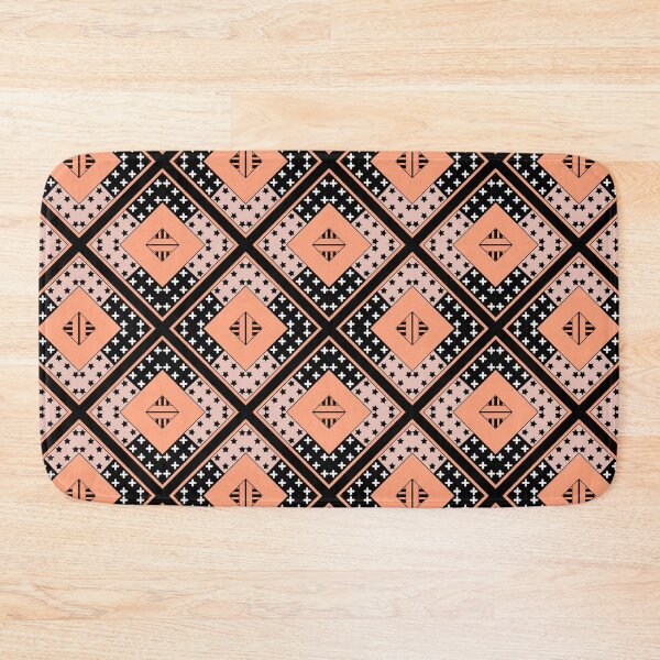 Item preview, Geometric patchwork, coral, orange, black designed and sold by fuzzyfox.