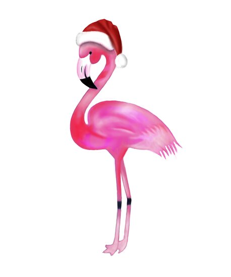 “Pink Flamingo with Christmas Hat " Poster by dukito | Redbubble