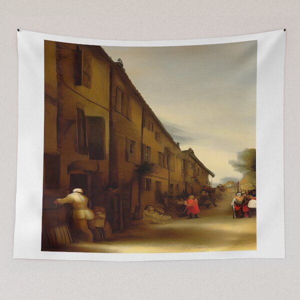 Item preview, small village street in style of Rembrandt designed and sold by David-Howells.