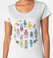 Robots in Space - grey - fun Robot pattern by Cecca Designs Women's Premium T-Shirt